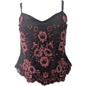 Vintage Flora Nikrooz beaded bodice camisole whimsygoth fairycore y2k